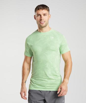 T Shirts Gymshark Geo Seamless Hombre Verde Verde | CO 3312JPQ